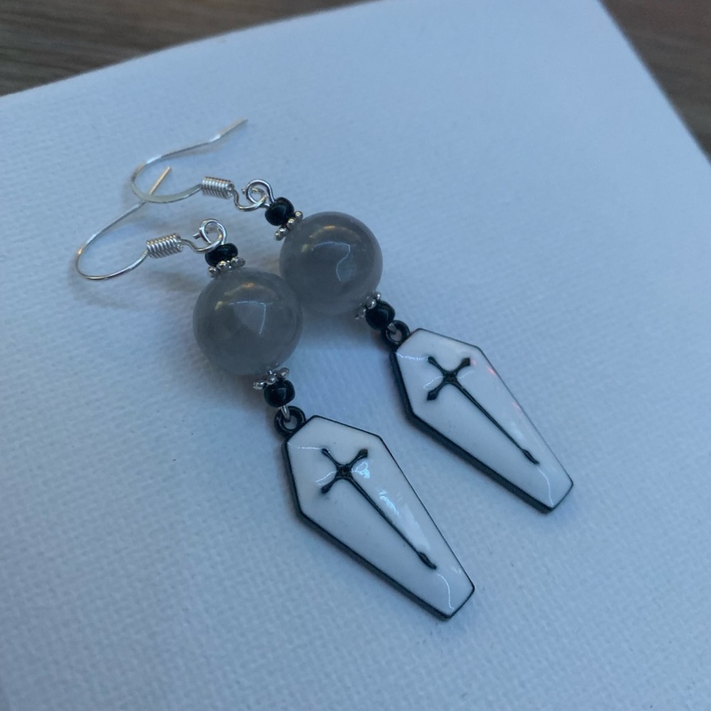 Smokey Quartz coffin earrings